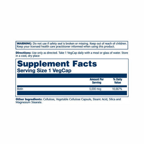 Solaray, Biotin, 5,000 mcg, 60 Caps Solaray