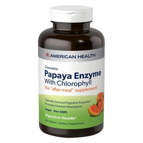 American Health, Papaya Enzyme With Chlorophyll, 600 Chewable Tablets American Health