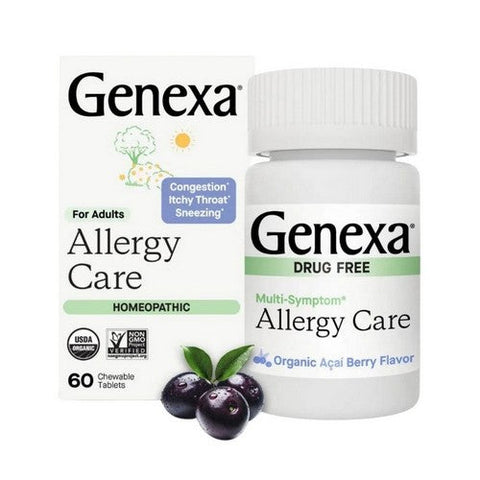 Genexa, Allergy Care Non-Drowsy Organic Allergy And Decongestant Organic Acai Berry, 60 Tabs Genexa