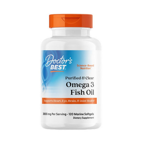Doctors Best, Purified And Clear Omega 3 Fish Oil, 2000 Mg, 120 Marine Softgels Doctors Best