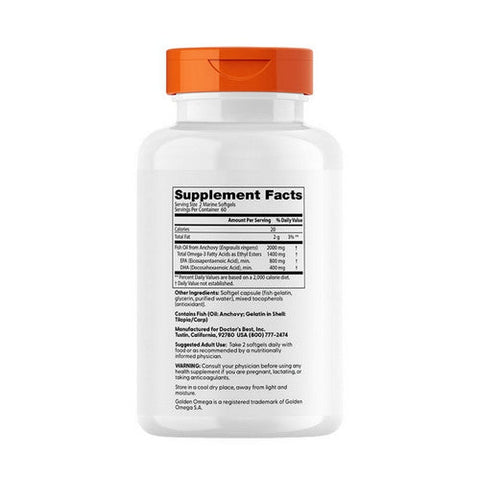 Doctors Best, Purified And Clear Omega 3 Fish Oil, 2000 Mg, 120 Marine Softgels Doctors Best