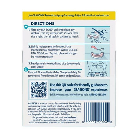 Sea-Bond, Denture Adhesive Seals Lowers Original, 30 Each