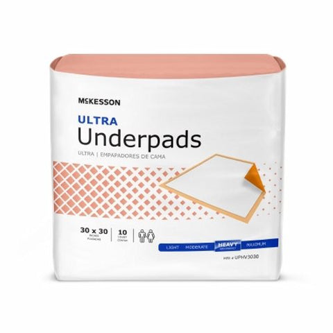 Disposable Underpad 30 X 30 Inch Fluff Polymer Heavy Absorbency UPHV3030 Peach Case of 100 by McKesson