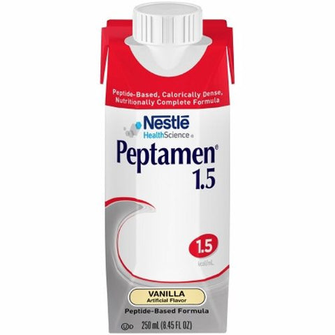 Oral Supplement / Tube Feeding Formula Peptamen  1.5 Vanilla Flavor 250 mL Container Carton Ready to Case of 24 by Nestle Healthcare Nutrition
