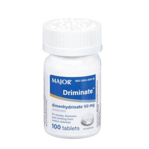 Major Pharmaceuticals, Driminate Dimenhydrinate Motion Sickness, 50 Mg, 100 Tabs Major Pharmaceuticals