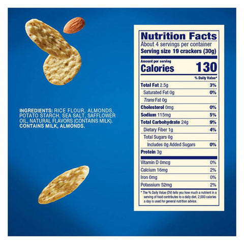 Blue Diamond, Almond Nut-Thins Rice Cracker Snacks with Almonds Original, 4.25 Oz(Case Of 12) Blue Diamond