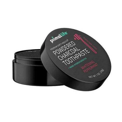 Primal Life Organics, Powdered Charcoal Toothpaste With Nano-Hydroxyapatite Whitening Peppermint, 1 Oz Primal Life Organics