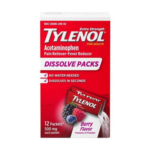 Extra Strength Acetaminophen Dissolve Packs Berry 12 Count by Tylenol