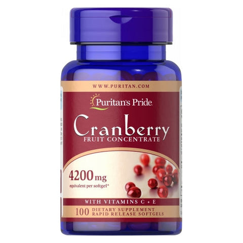 Puritan's Pride, Cranberry Fruit Concentrate with Vitamin C & E, 4200 mg, 100 Softgels Puritan's Pride