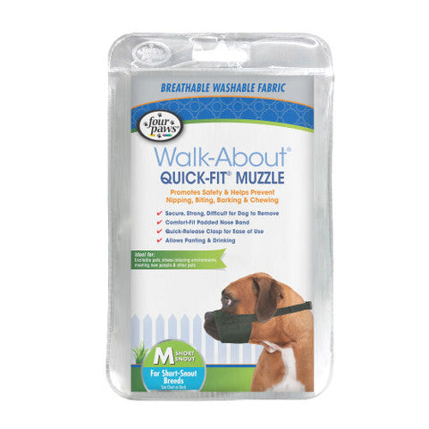 Four Paws, Four Paws Walk-About Quick-Fit Dog Muzzle, 1 Each/3 - Medium Short Snout Four Paws