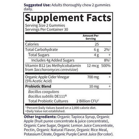 Garden of Life, Organics Apple Cider Vinegar Probiotic, 60 Gummies Garden of Life