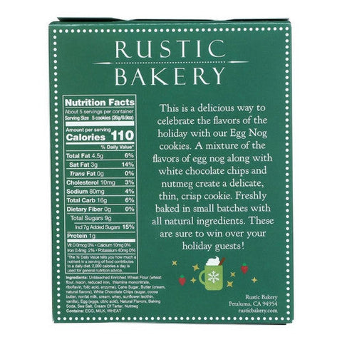 Rustic Bakery, Egg Nog and White Chocolate Cookies, 4.5 Oz(Case Of 12) Rustic Bakery