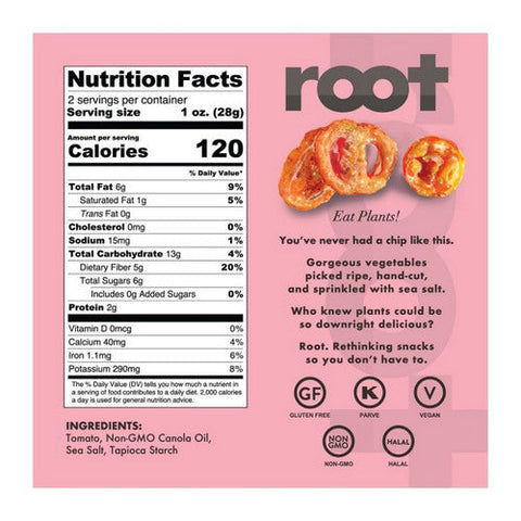 Root Foods, Tomato Chips Sea Salt, 2.5 Oz(Case Of 6) Root Foods