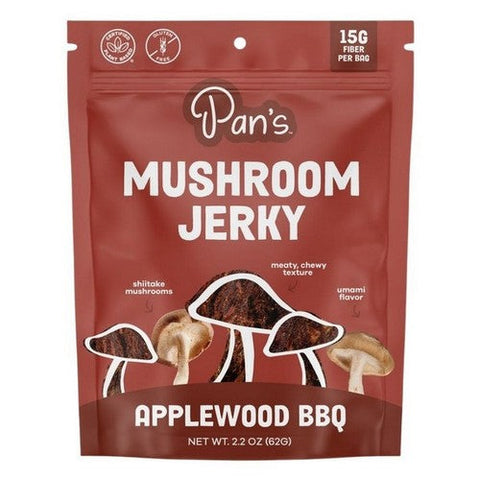 Pan's Mushroom Jerky, Mushroom Jerky Applewood BBQ, 2.2 Oz (Case Of 6) Pan's Mushroom Jerky