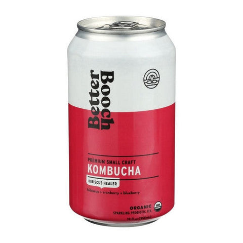 Better Booch, Organic Hibiscus Healer Kombucha With Hibiscus Plus Cranberry Plus Blueberry, 12 Oz X 4 Count (Case Of 6) Better Booch