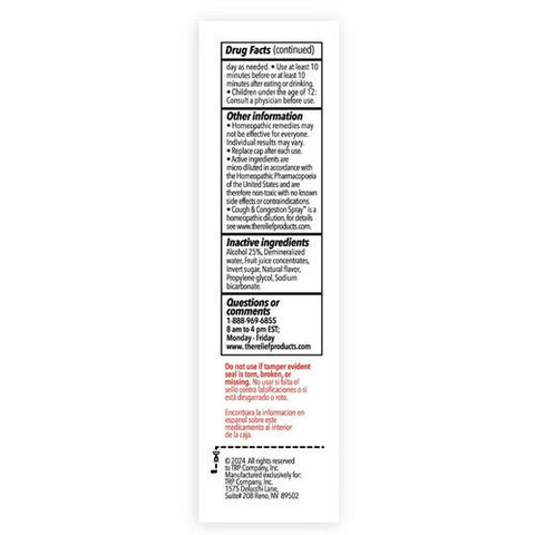 The Relief Products, Cough And Congestion Spray, 0.67 Oz The Relief Products