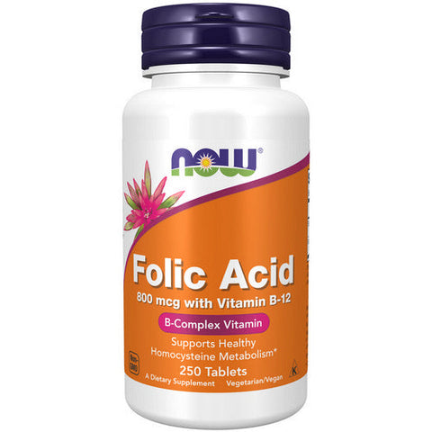 Now Foods, Folic Acid With Vitamin B-12, 800 Mcg, 250 Tabs Now Foods