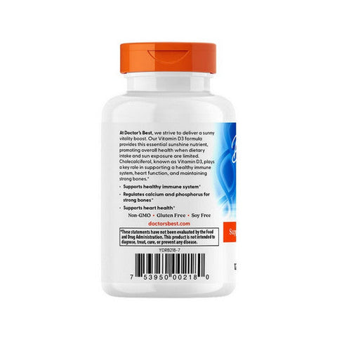 Doctors Best, Vitamin D3, 125 Mcg, 180 softgels Doctors Best