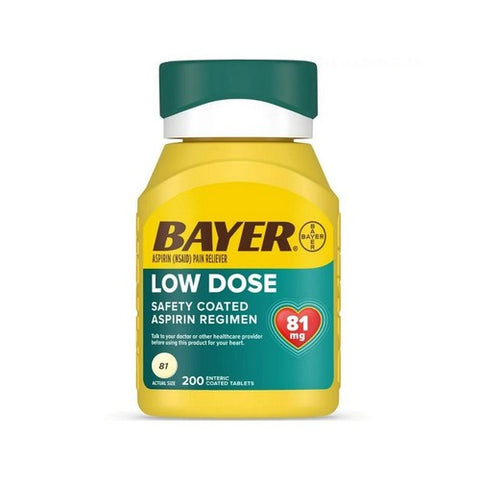 Bayer, Low Dose Safety Coated Aspirin Regimen Pain Reliever Tablets, 81 Mg, 200 Count Bayer
