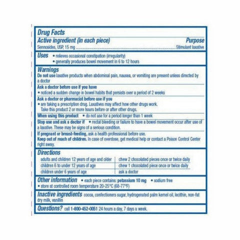 Novartis Consm Hlth Inc, Ex-Lax Chocolated Stimulant Laxative Pieces Regular Strength, Box Of 1